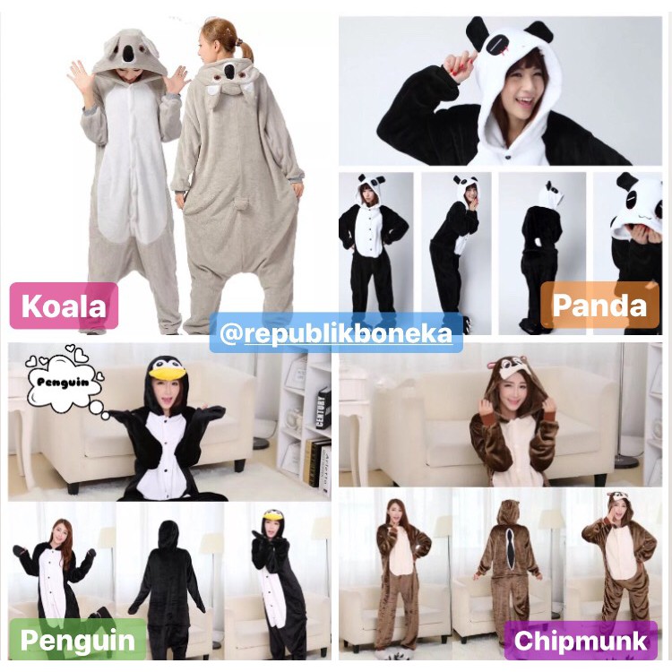 BAJU ONESIE KOSTUM KELINCI KELELAWAR DUMBO ELMO HARIMAU SERIGALA POOH EEYORE OLAF DORAEMON SPIDERMAN OWL