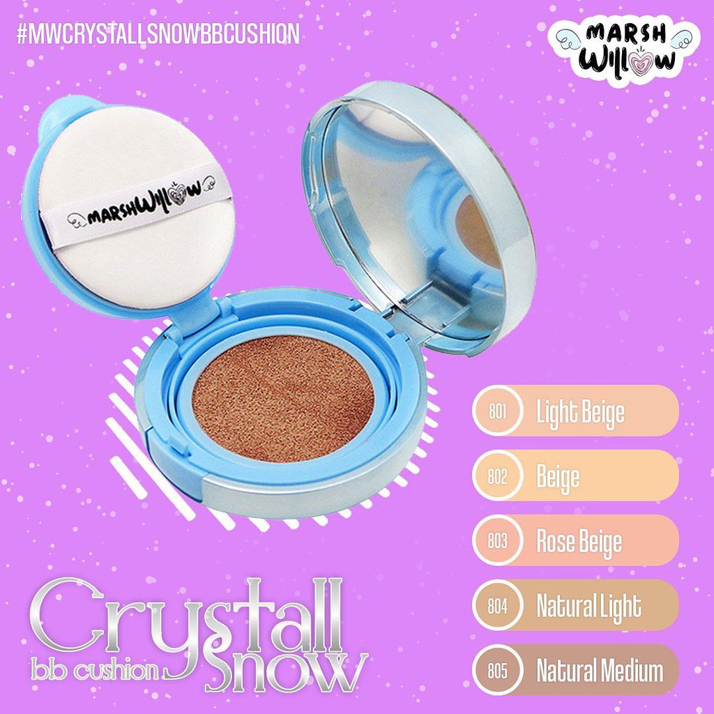 Marshwillow Crystall Snow BB Cushion - marshwillow bb cushion by natasha wilona / cushion mw - MARSHWILLOW PRETTY ME X RIA RICIS