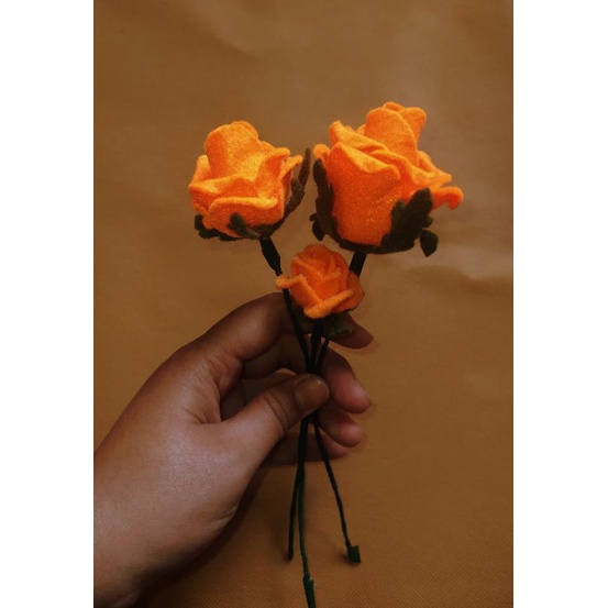 Bunga flanel mawar orange kecil