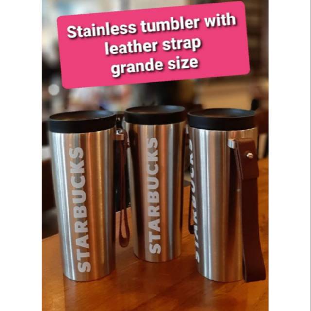 Jual Starbucks Tumbler Stainless With Leather Strap Grande Size