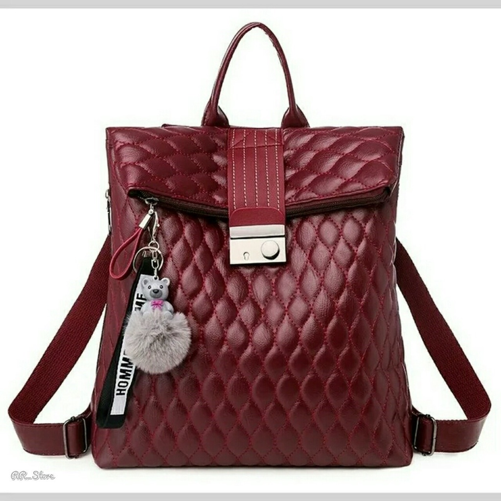 ST_TAS RANSEL ANTI AIR BACKPACK WANITA HITAM MOTIF CHANTIKA KOREA KULIAH SEKOLAH KERJA TA126B5 STEI