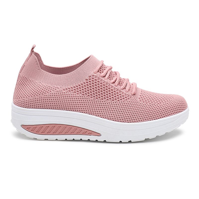 [GROSIR][COD] SEVEN_DAY SEPATU RAJUT WEDGES WANITA OLAHRAGA IMPORT CASUAL SPORT SHOES PINK FZ-022