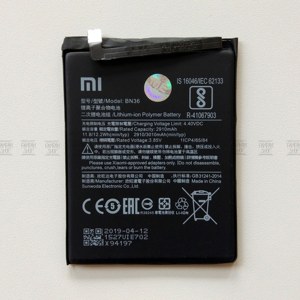 Baterai XiaoMi BN36 Mi A2 6X Mi6X Batre Xiao Batrai BN 36 HP