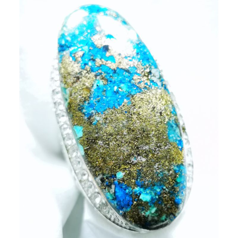 Batu akik natural pirus Persia serat emas super jumbo