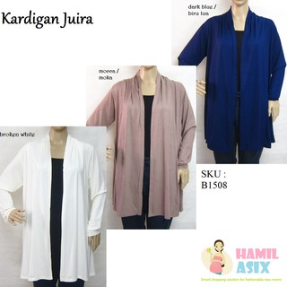 Juira Kardigan lengan  panjang  kaos  spandex polos jumbo 