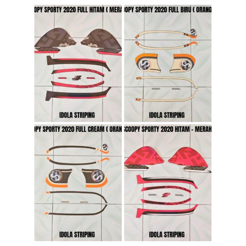 Striping Scoopy Sporty 2020 Hitam Merah