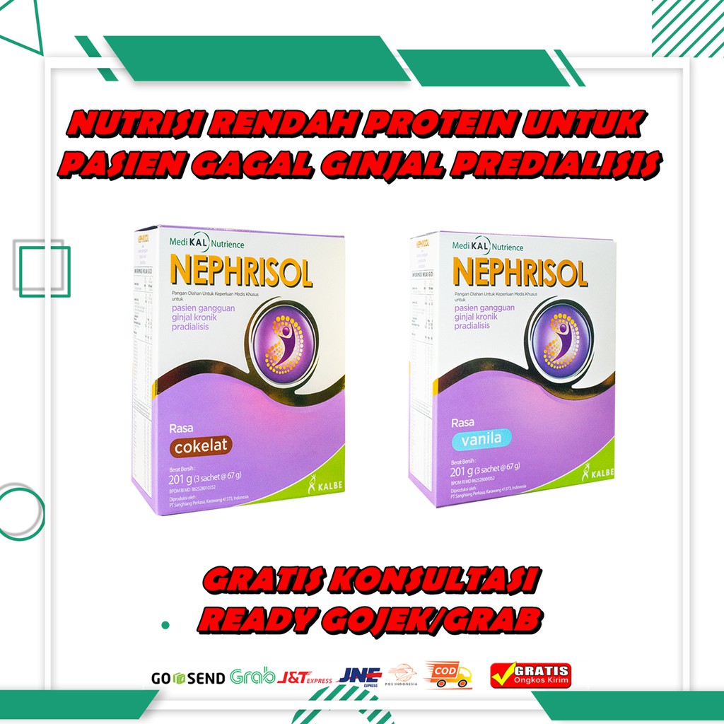 

NEPHRISOL COKELAT NEPHRISOL VANILA - SUSU NUTRISI RENDAH PROTEIN PASIEN GAGAL GINJAL - 201 gram