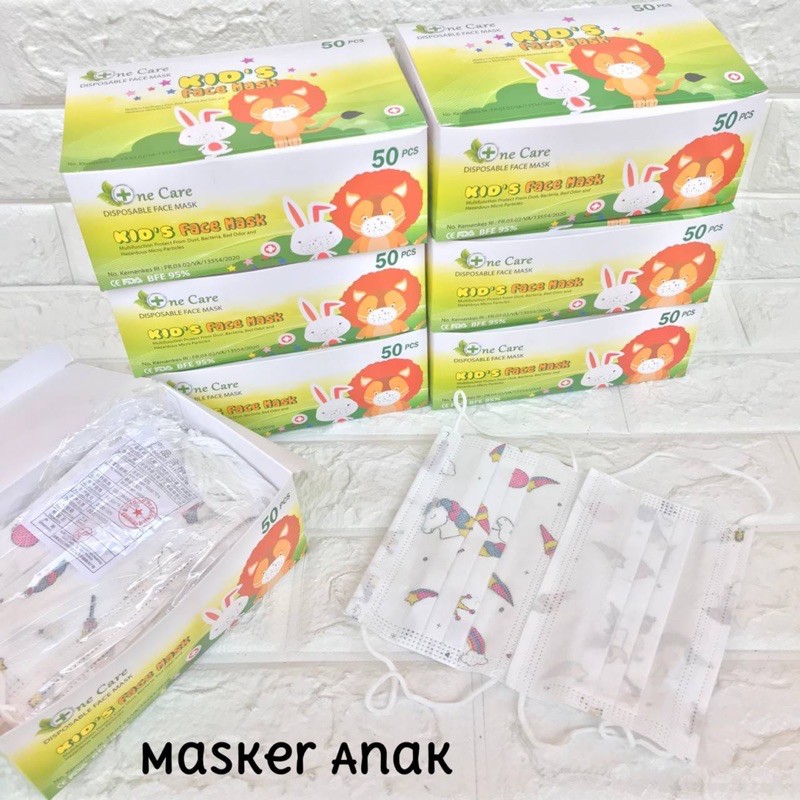 MASKER ANAK MOTIF 3PLY BOX RANDOM / MASKER ANAK EARLOOP NONWOVEN MURAH