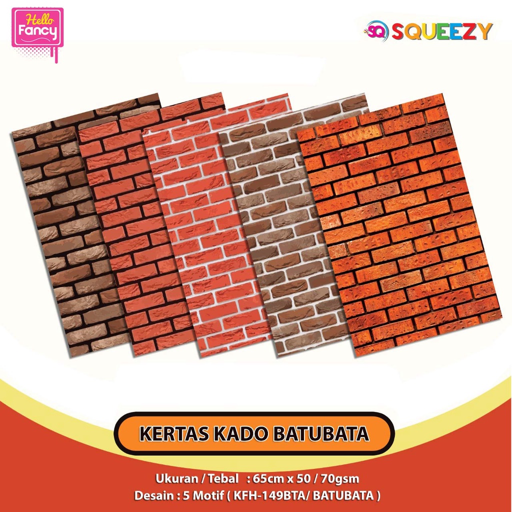 

Kertas Kado SQUEEZY Batu Bata Brick / Bungkus Kado / Wrapping Paper / Gift Paper KFH-149BTA