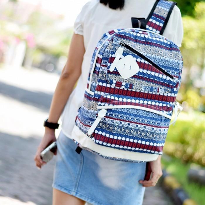 Tas Sekolah Anak Perempuan Smp Sma Kuliah Kanvas Kuat Beban Etnic