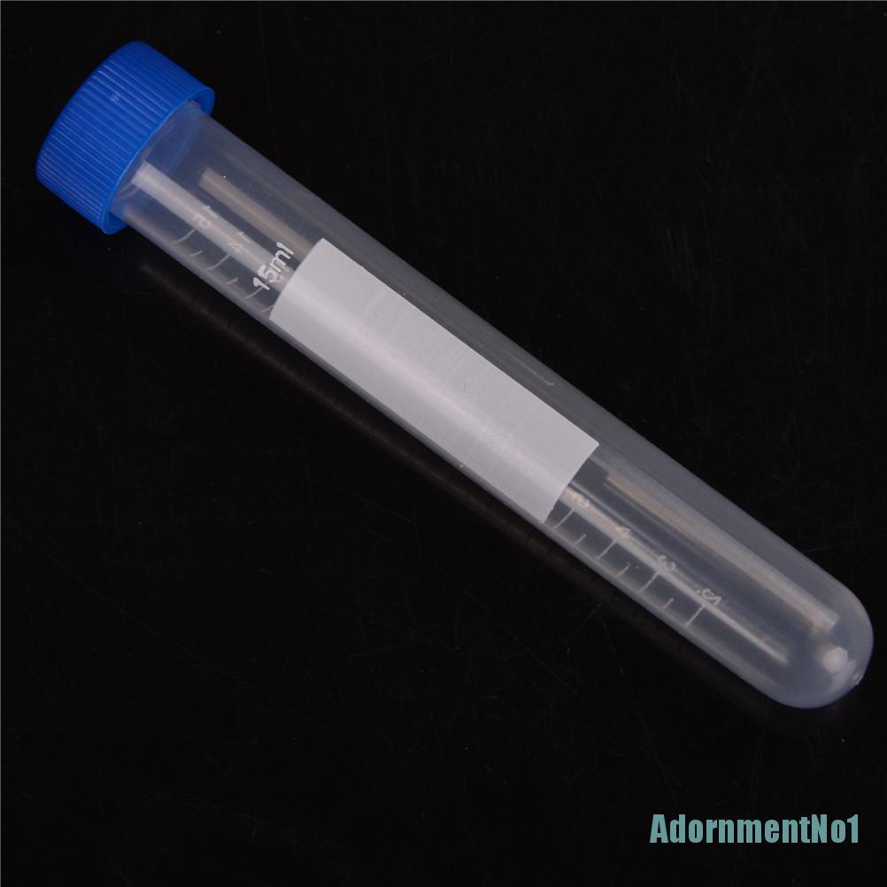 [AdornmentNo1]10X 15mL Plastic Centrifuge Test Tube Vial Container Self Standing Screw Cap