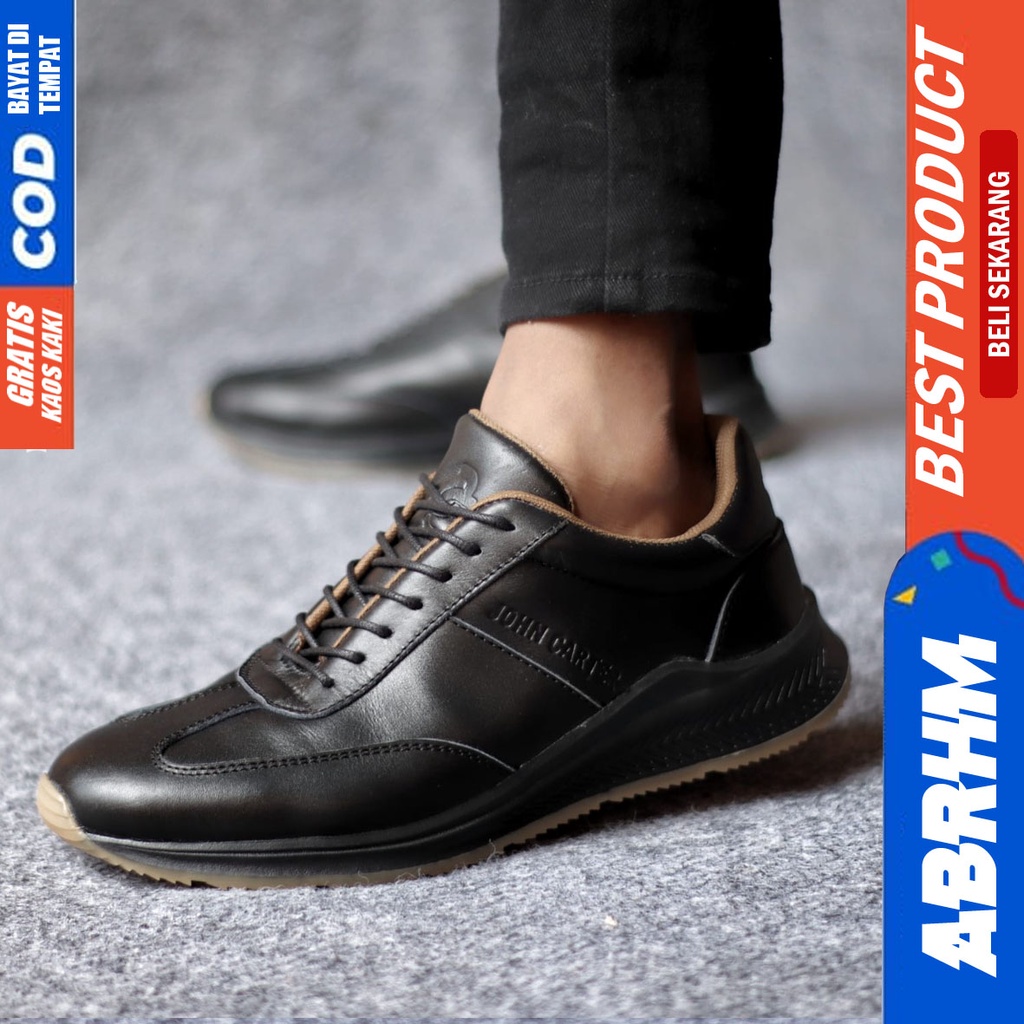 ABRHM SPARTA Sepatu Casual Sneakers Kulit Asli Hitam