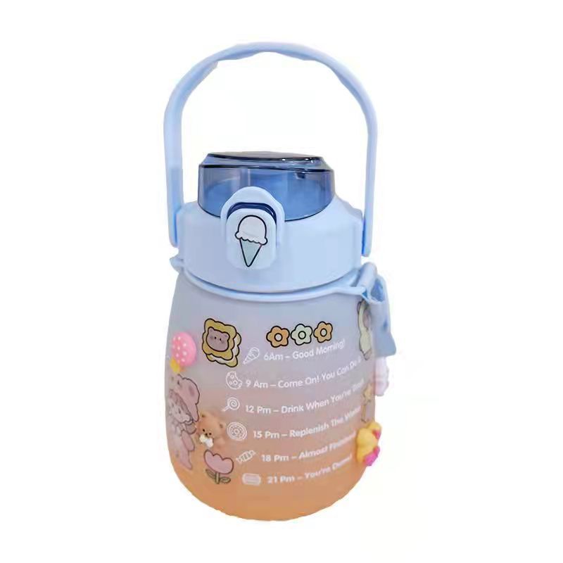 [SKY Grosir] Botol Minum Pelangi 2 Liter 2L (Botol Motivasi Warna Gradasi 2000mL)-2 Warna/Biru 1300ml