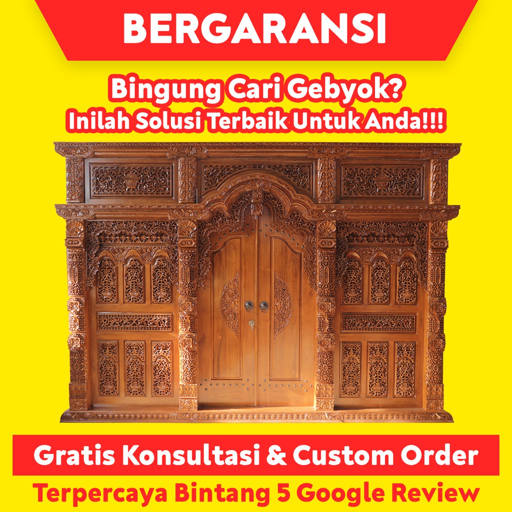 Pintu Gebyok Ukiran 4 Meter Kayu Jati Jepara Grade 2