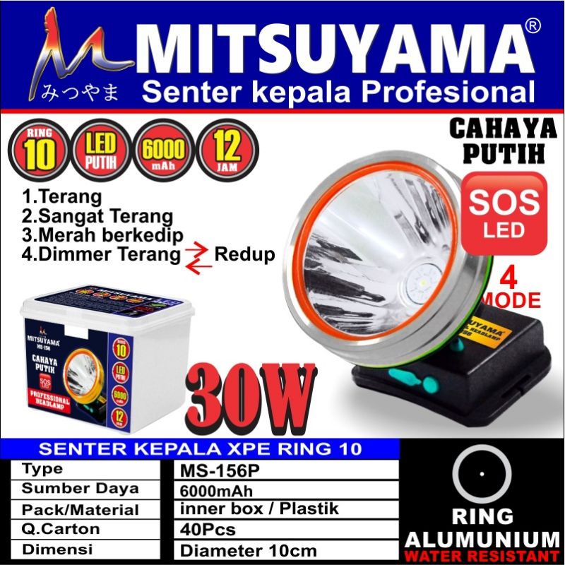 Senter Kepala Mitsuyama MS-156P MS156P Cahaya Putih