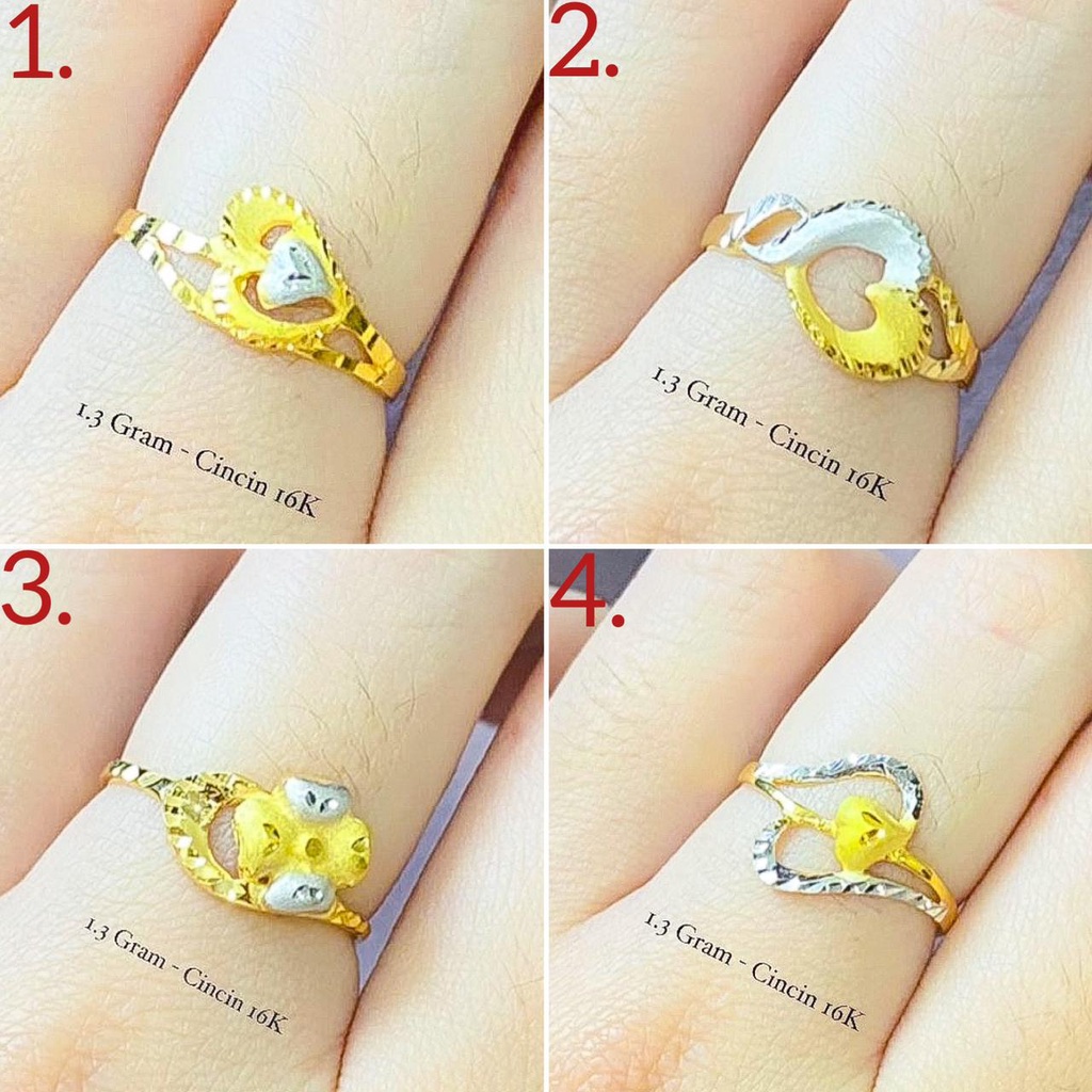 Cincin anak dan dewasa emas asli kadar 700 70 16k kombinasi 2 warna putih kilat mix gold doff ukir love bunga kendari lebar ringan 1 gram satu gr g terbaru nomor no 10 11 12 13 14 15 16 17