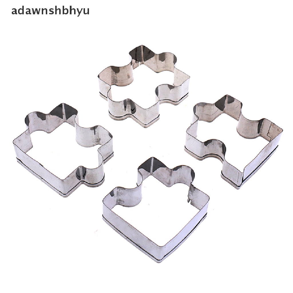 Adawnshbhyu 4pcs /set Kue Kering Bentuk Puzzle Stainless Steel Biskuit Cetakan Dessert Membuat Alat