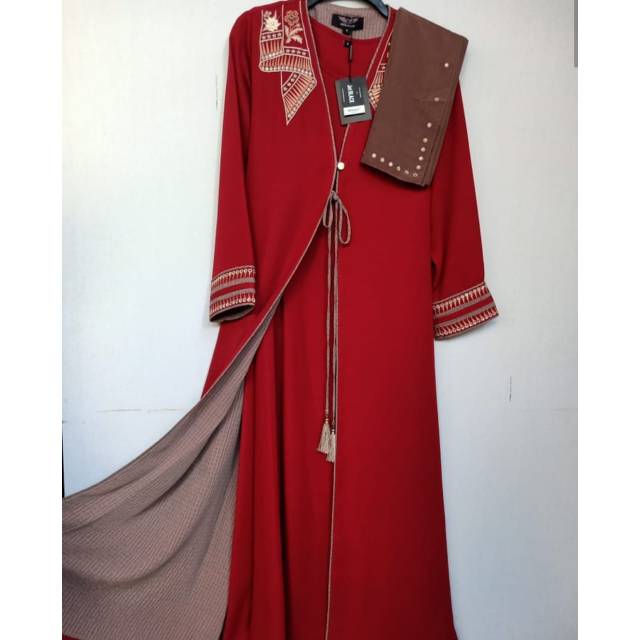 Hikmat A7766 Abaya Maroon ORIGINAL, Gamis Hikmat muslimah syar'i