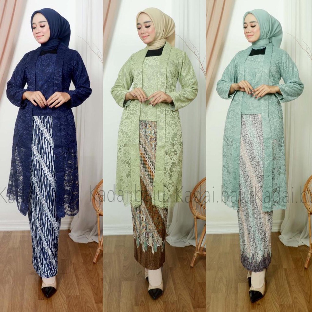 Setelan kebaya brukat kutu baru | Kebaya wisuda dan pernikahan | Kebaya kondangan Favorite Remaja Size M L XL XXL