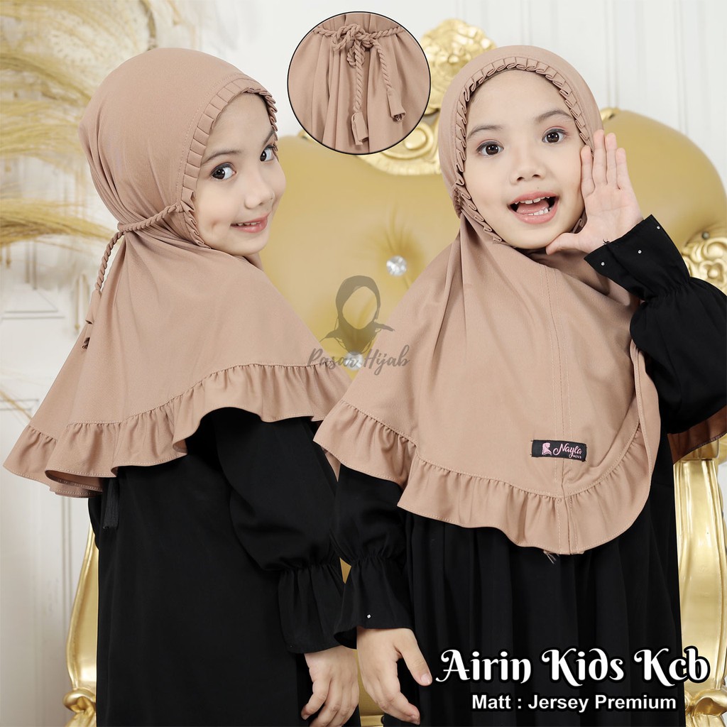 Kerudung Anak Tali Kepang AIRIN KIDS KCB Jilbab Instan Anak Jersey Airis Terbaru Pasar Hija'b