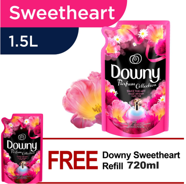 Downy Pelembut Pakaian / Pink Sweetheart Refill 1.5L FREE Refill 720ml