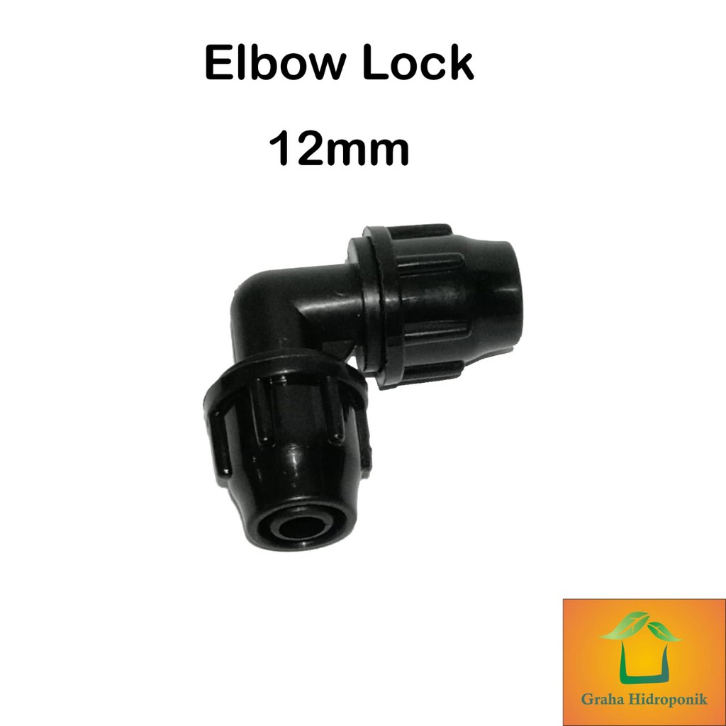 Konektor Elbow lock Selang PE 11-12 mm / Sambungan Selang Fertigasi