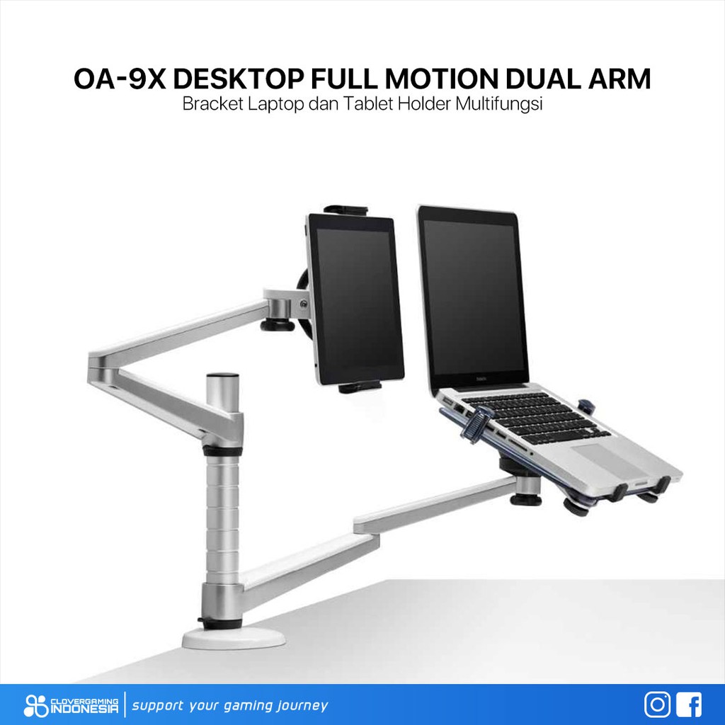 OA-9X Desktop Full Motion Dual Arm - Bracket Laptop Tablet Holder