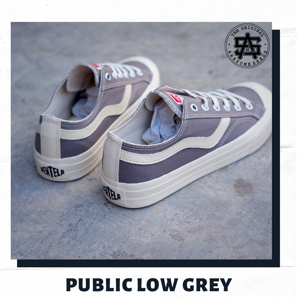 Sepatu Ventela Public Low Grey Abu-Abu Sneakers Original