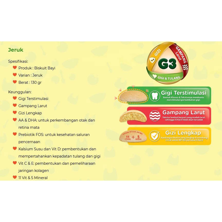 Biskuit Bayi Milna Jeruk 130g Snack Bayi / Makanan Bayi / Camilan Bayi