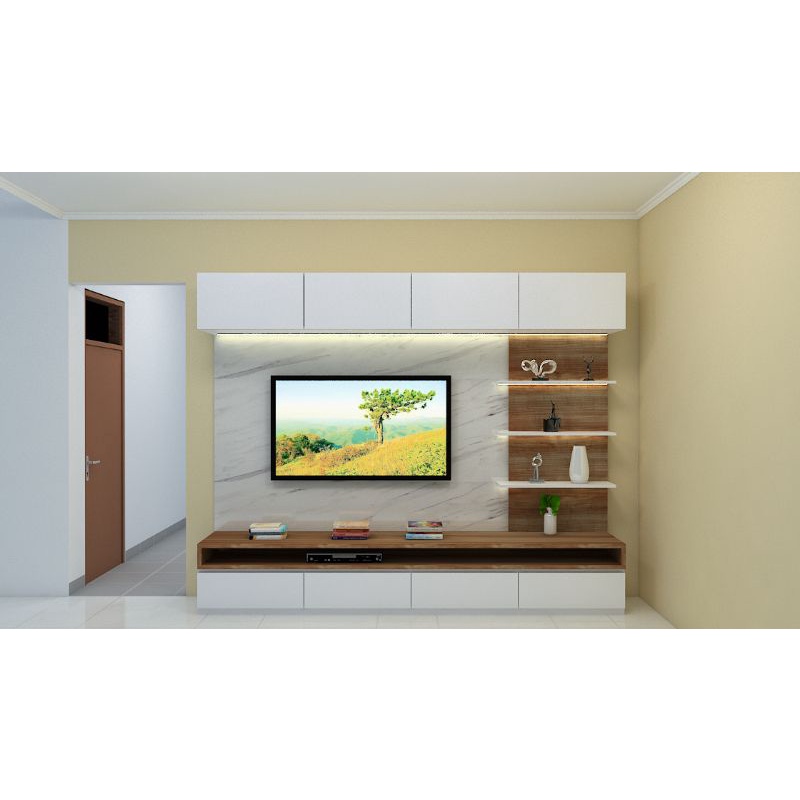 backdrop tv hpl minimalis modern