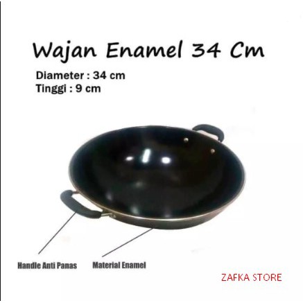 COD PANCI ENAMEL / WAJAN ENAMEL 34 CM / WAJAN PENGORENGAN ENAMEL 2 KUPING ANTI LENGKET | ZAFKA STORE