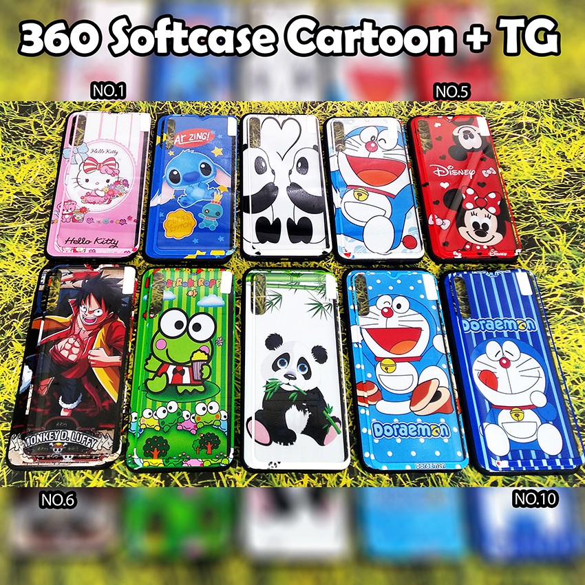 360 SOFTCASE CARTOON + Tempered Type Oppo/Samsung/Xiaomi/Vivo