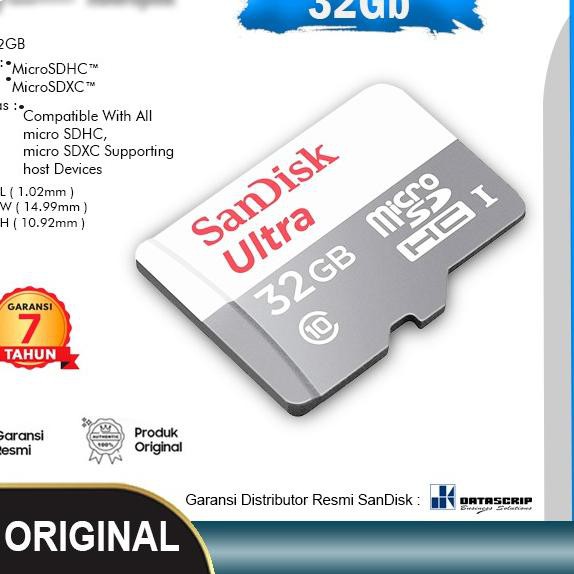 ♢ MicroSD Sandisk Ultra 32GB Class10 100Mb/s Kartu Memori Hp 32 GB SDHC ♪