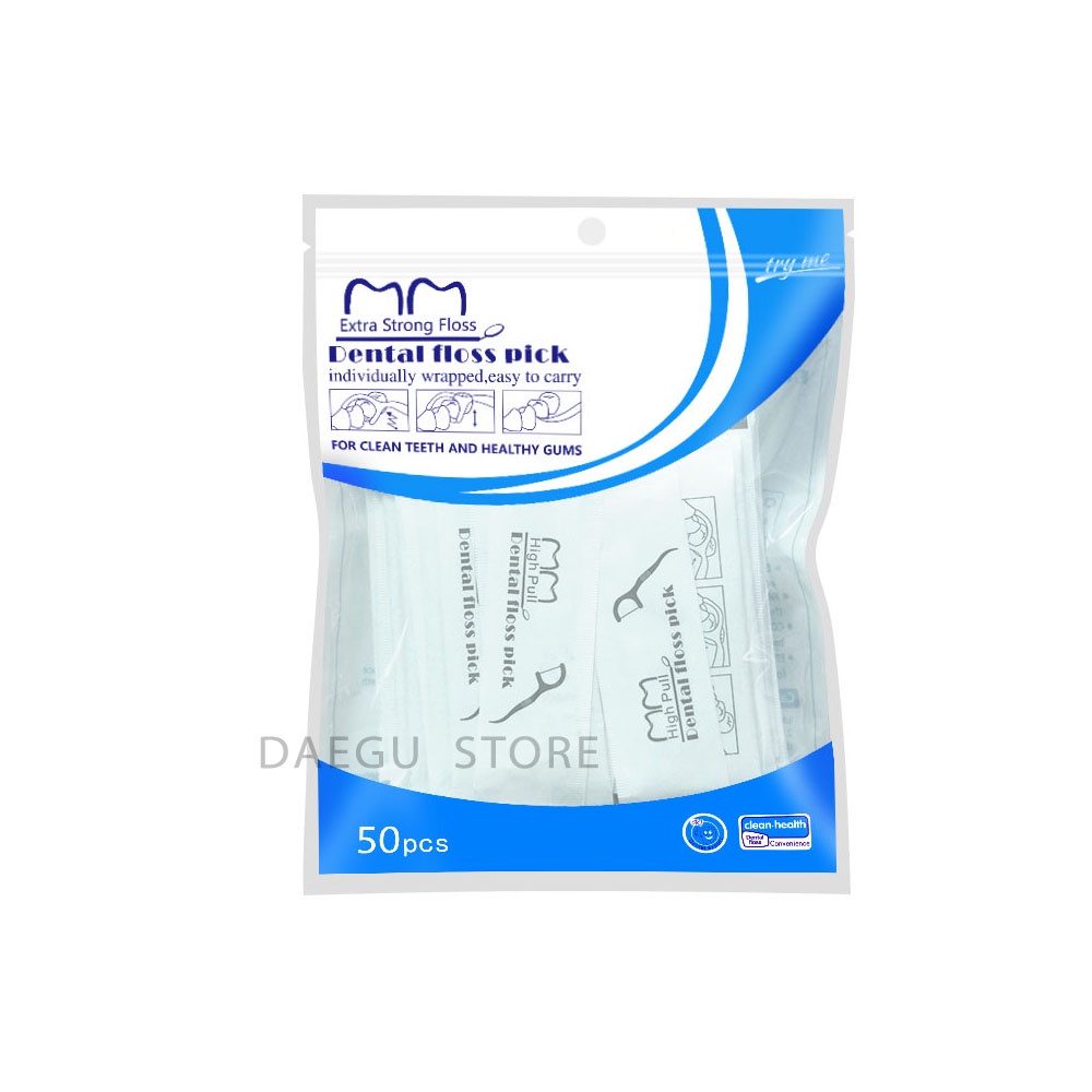 Tusuk Gigi Benang / Dental Floss Higienis Steril 1 Kantong isi 50 pcs