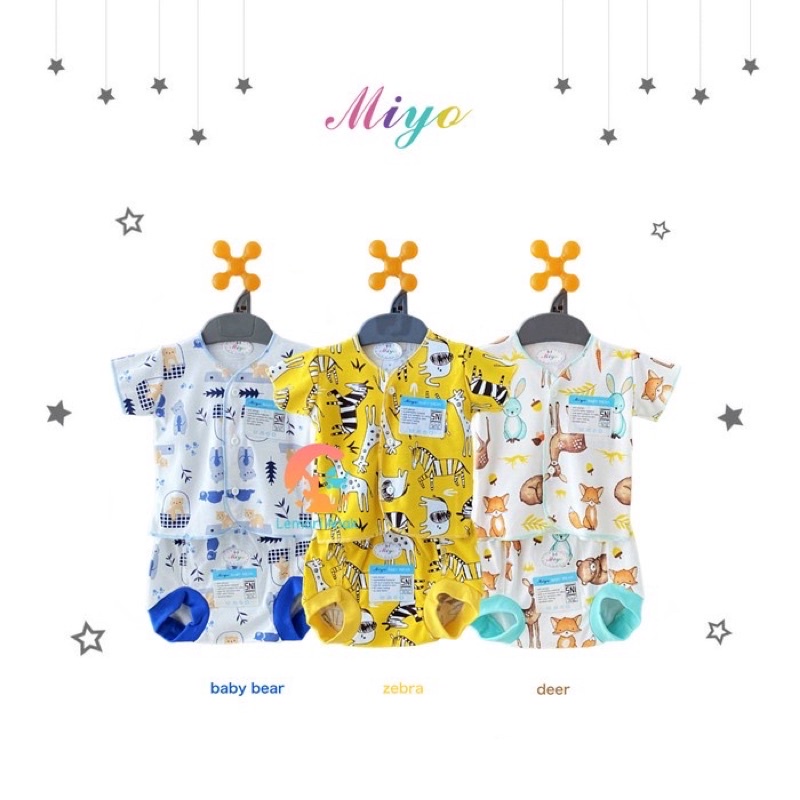 MIYO Stelan Baju Pendek Celana Pop Bayi/Baby (0-3M) - Miyo Baby Baju Bayi