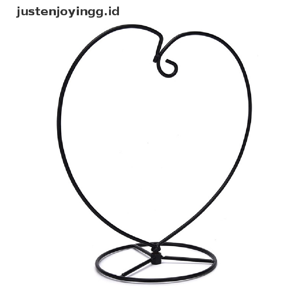 // justenjoyingg.id // Black Heart-shaped Iron Hanging Plant Glass Vase Terrarium Stand Holder ~