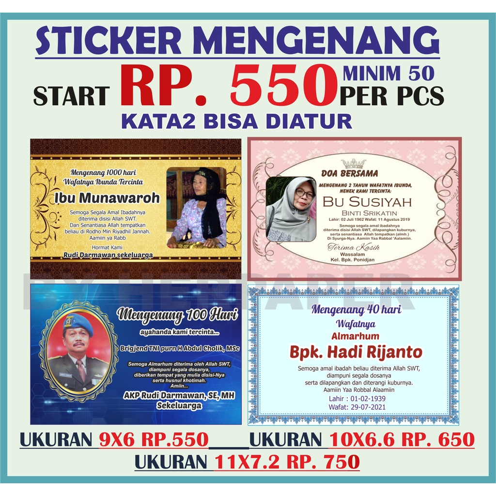 STIKER ACARA MENGENANG WAFAT/ PENGAJIAN 7 HARI / 40 HARI / 100 HARI / 1000 HARI / STIKER KARDUS / ST