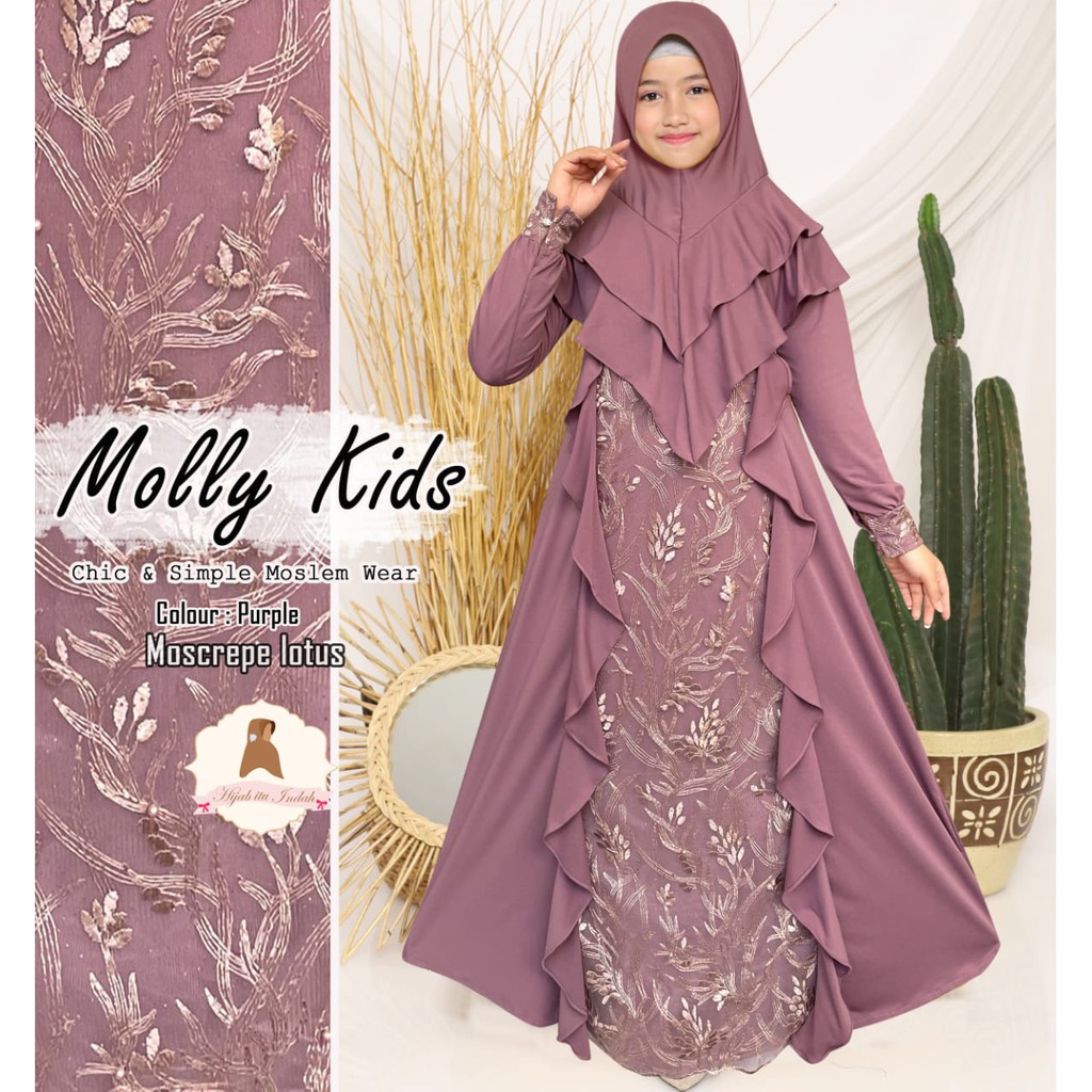 [SPECIAL RAMADHAN] GAMIS SYARI ANAK MOLLY TULLE BORDIR  HIJAB ITU INDAH