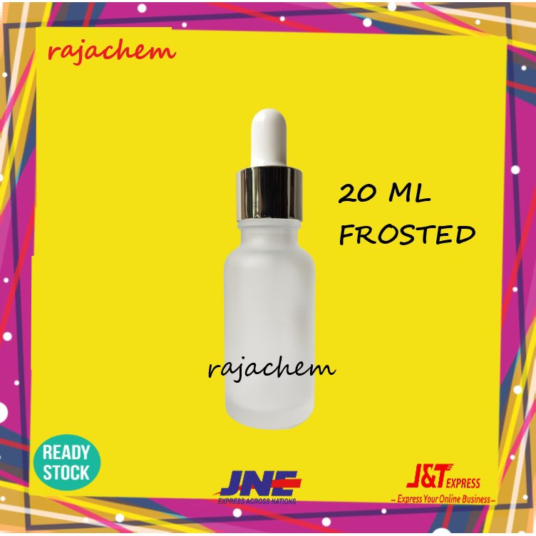 Botol Pipet Kaca Frosted 20 ML Ring Silver Putih