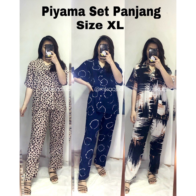 (COD) One set Piyama Abstrak Jumbo fit to Ld120cm | one set piyama rayon jumbo | piyama celana panjang