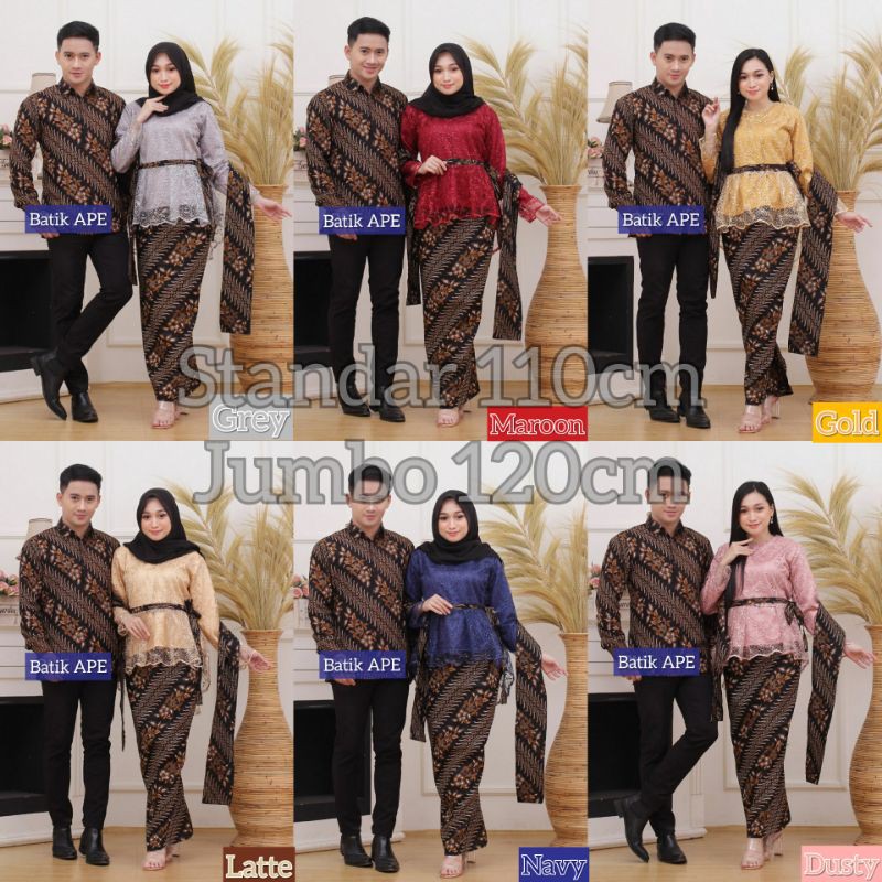 SETELAN KEBAYA RNB BROKAT TILE STANDAR DAN JUMBO XXL LD 120CM BATIK ORIGINAL DOLBY DOBBY DOBY MODERN