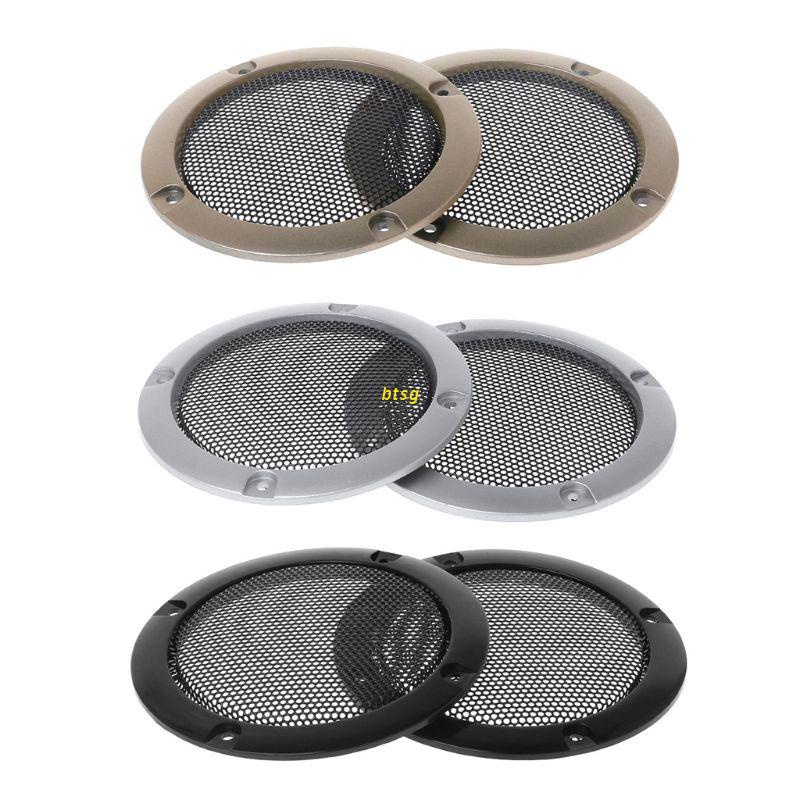 btsg 2PCS Speaker Grills 3&quot; Protective Subwoofer Frame Grille Cover Steel Mesh Decorative Circle DIY Accessories