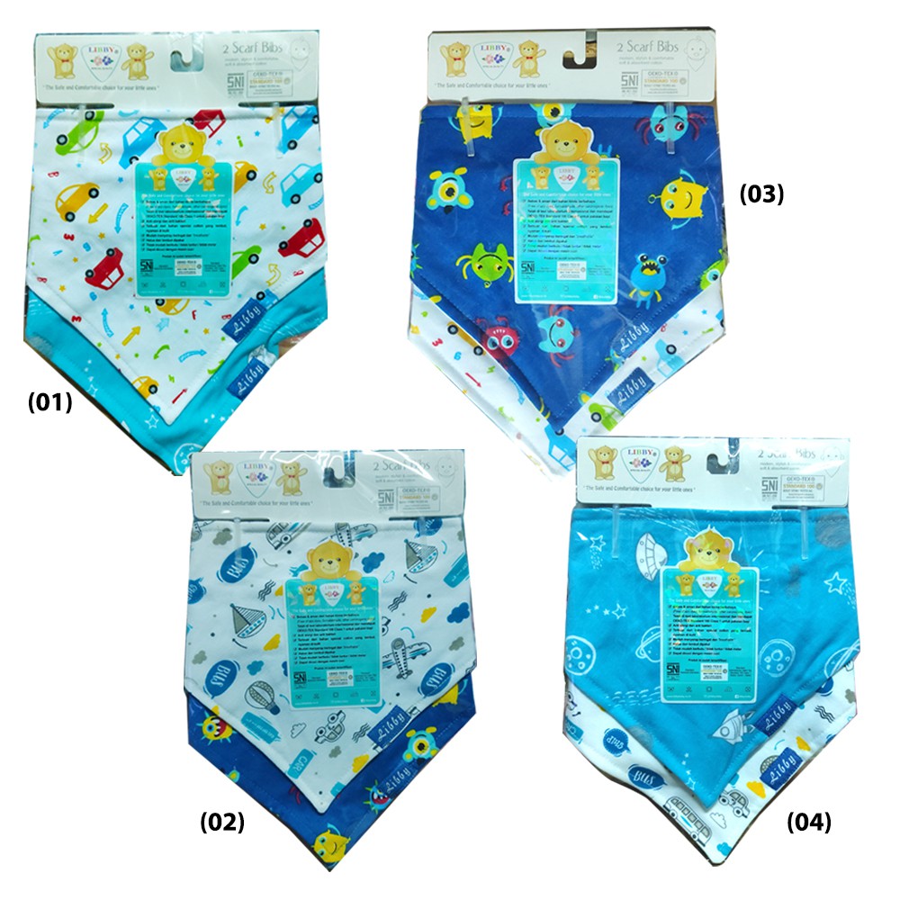 Libby Baby Scarf Bibs Boy Slaber bayi set 2pcs per pac