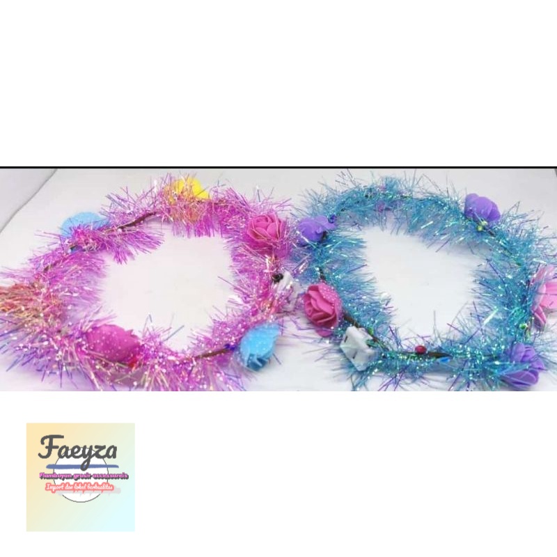 6 pcs flowe nyala LED mahkota campur warna