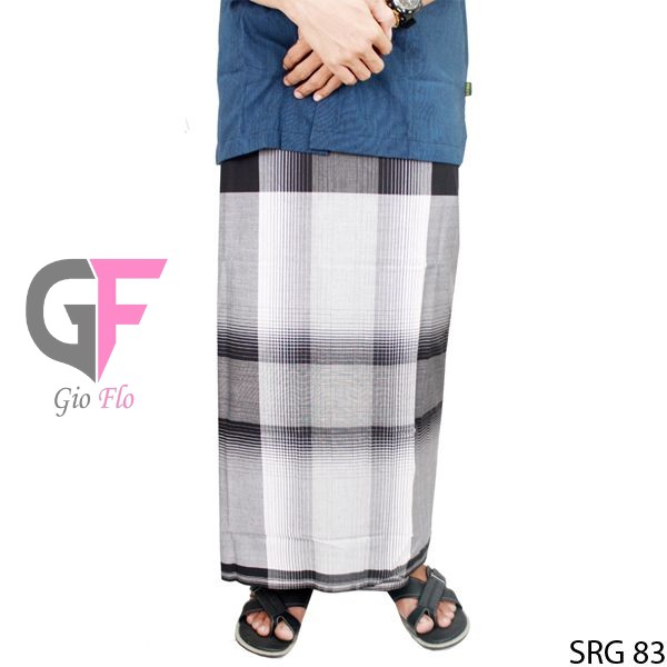 GIOFLO Sarung Dewasa Pria Muslim White Black / SRG 83