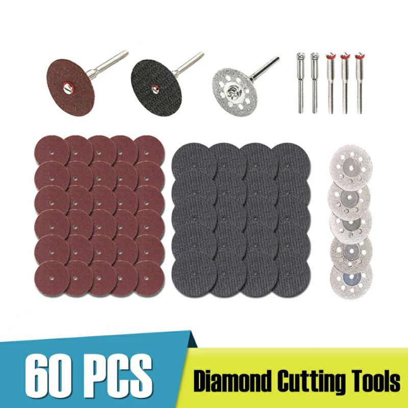 ISI 60pcs Mata Potong Plat Besi Baja Ringan Galvalum Diamond Cutting Disc Bor Mini grinder