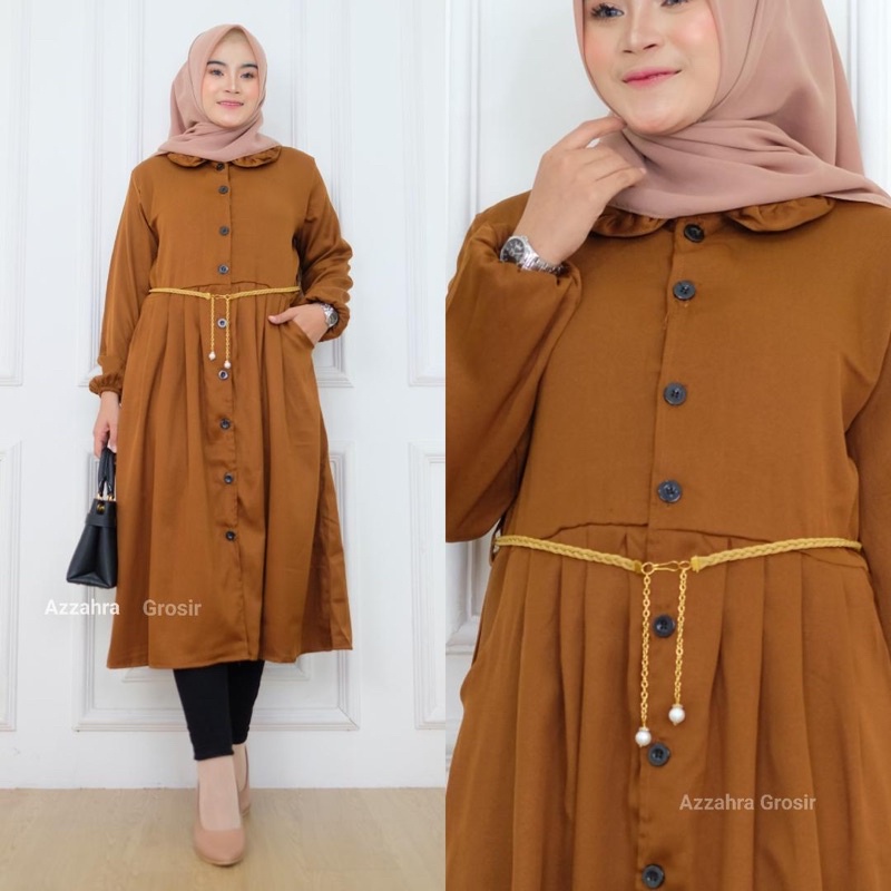 ORIYA TUNIK - LD100-110 Tunik Wanita Shakila Free Belt Kancing Aktif / R.7 - 262-6067 / 529-7175