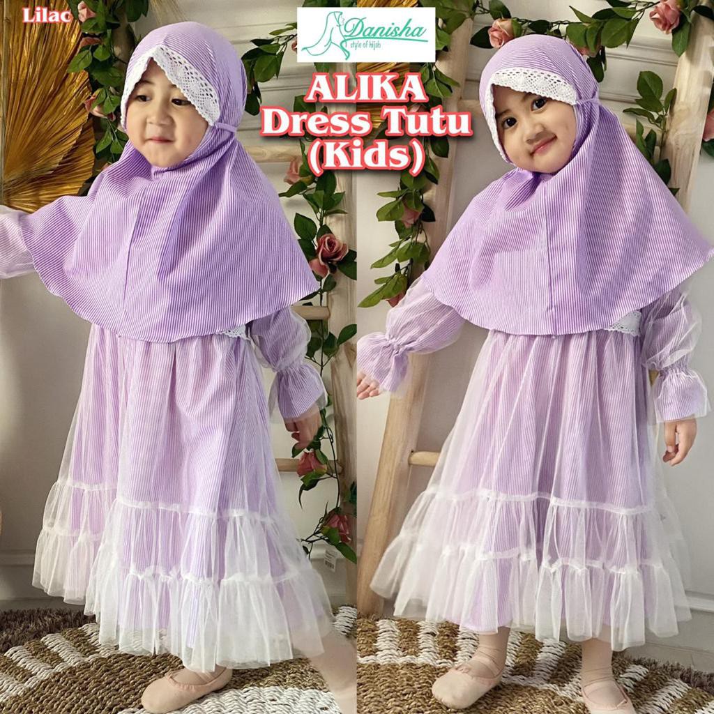 Gamis Syari Set Anak Alika Dress Tutu Kids Ori Danisha Hijab