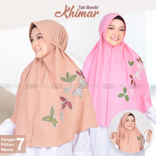 Khimar Tali Bordir Jilbab Hijab khimar pad antem motif bunga cantik fresh praktis tinggal slup