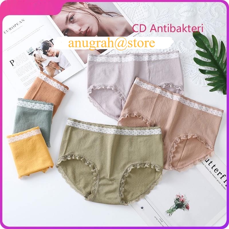 Celana dalam YDK wanita Antibakteri Grafena CD Japan Cewek Dekorasi renda Mid Waist panties women`s